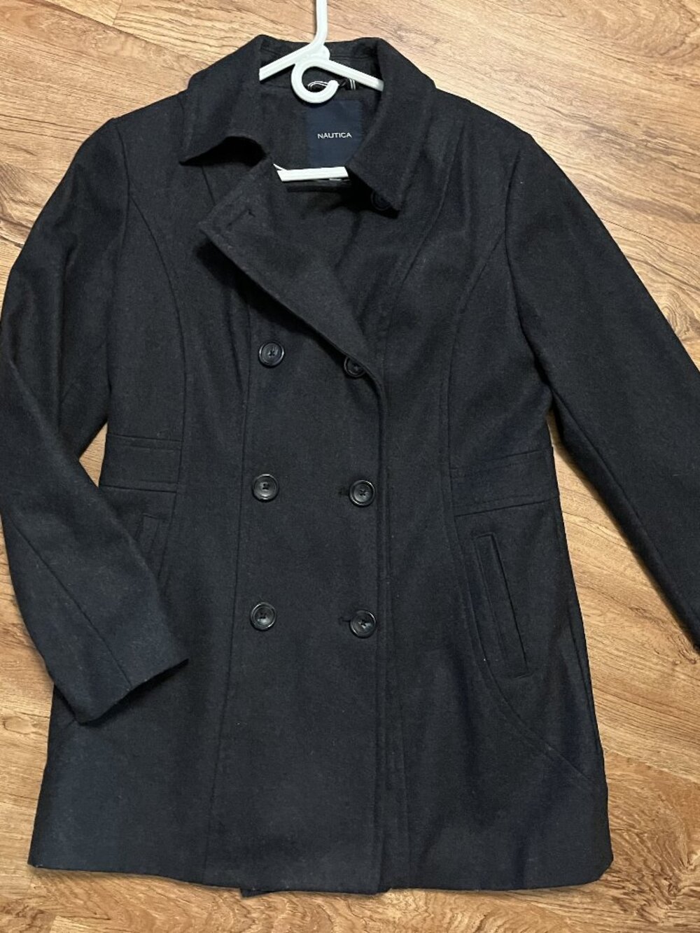 Nautica Dark Gray Long Wool Winter Coat Jacket